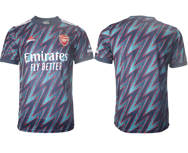 Men 2021-2022 Club Arsenal Second away aaa version blue blank Soccer Jersey->customized soccer jersey->Custom Jersey